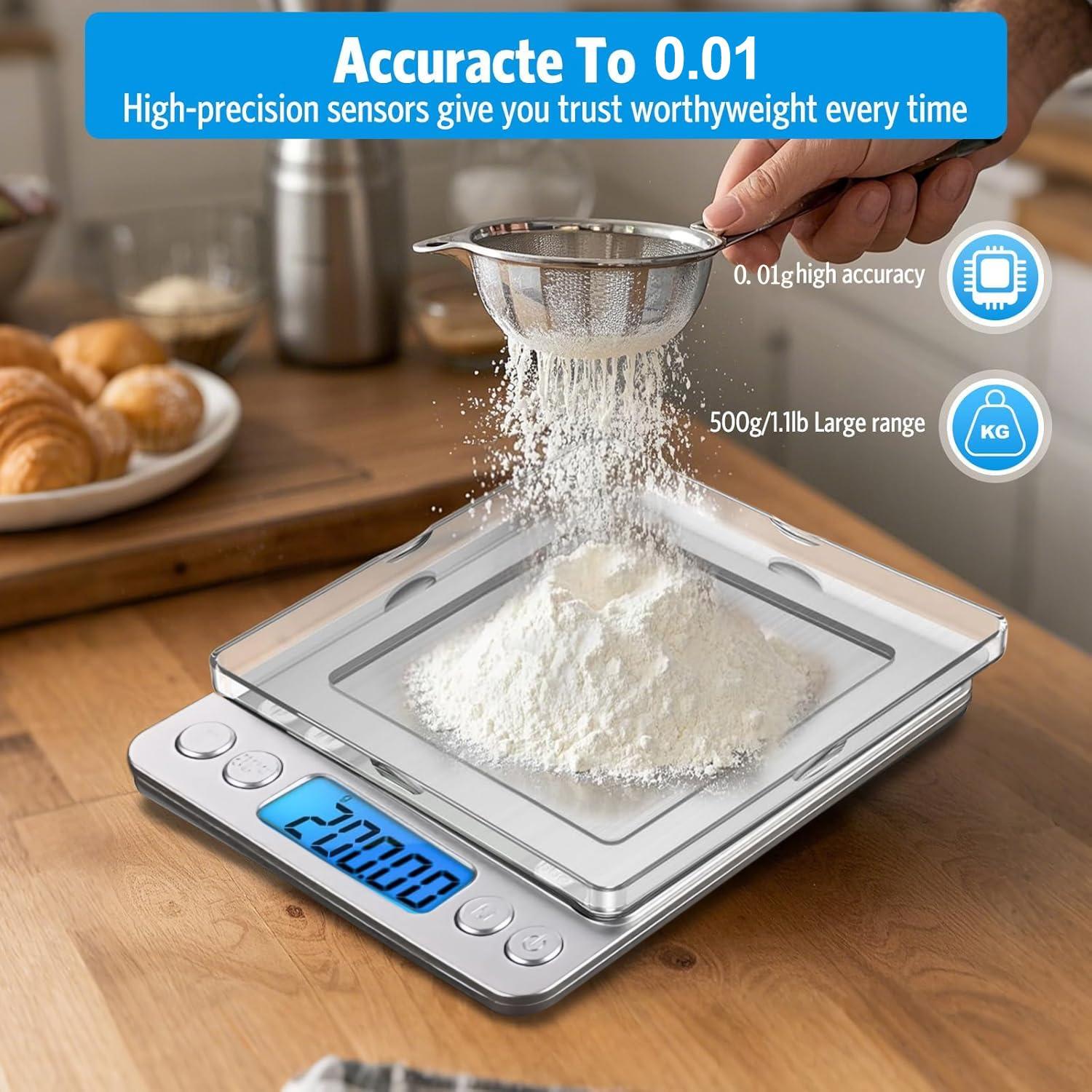 Báscula Digital de Cocina CXUNFHCL 500g 0.01g Acero Inoxidable