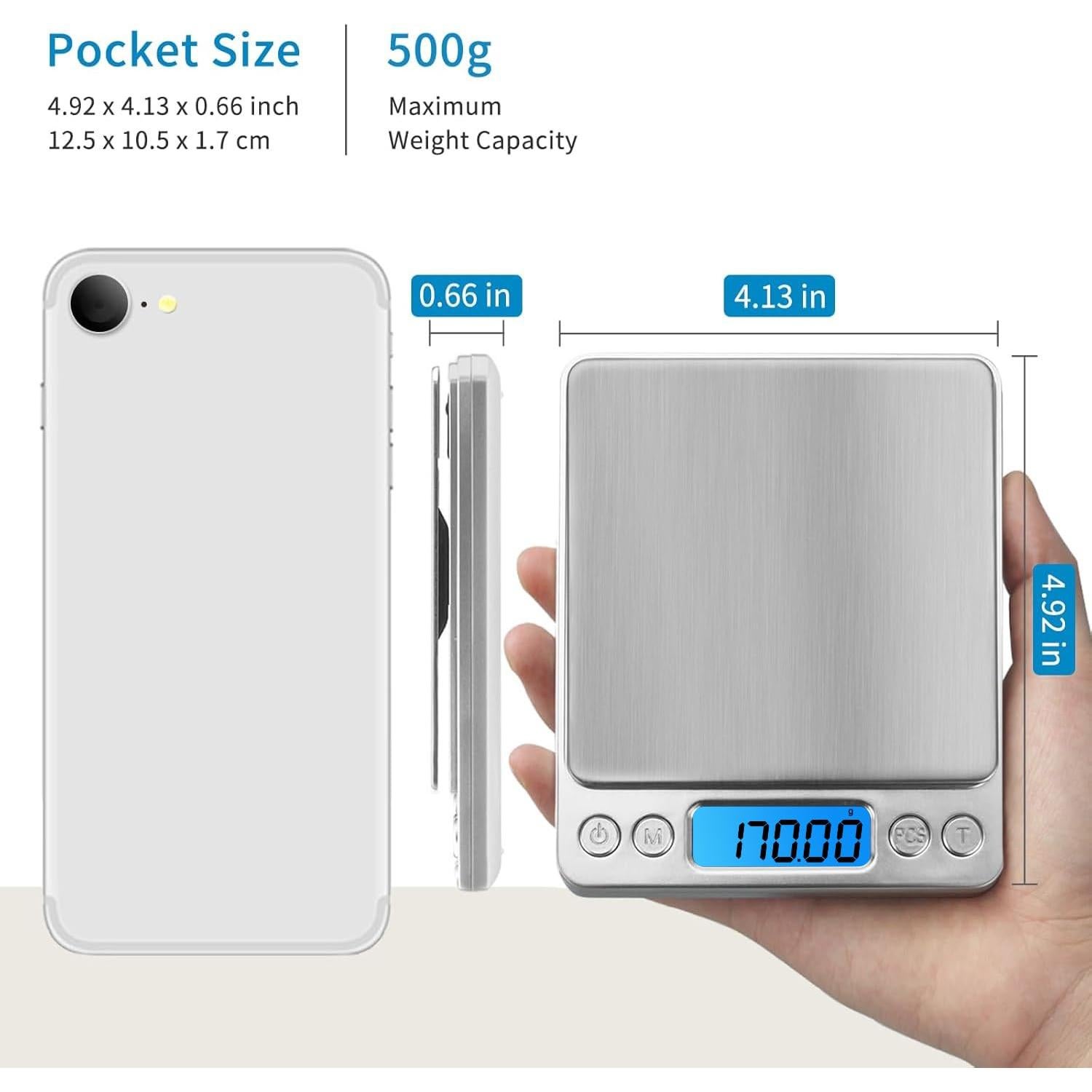 Báscula Digital de Cocina CXUNFHCL 500g 0.01g Acero Inoxidable