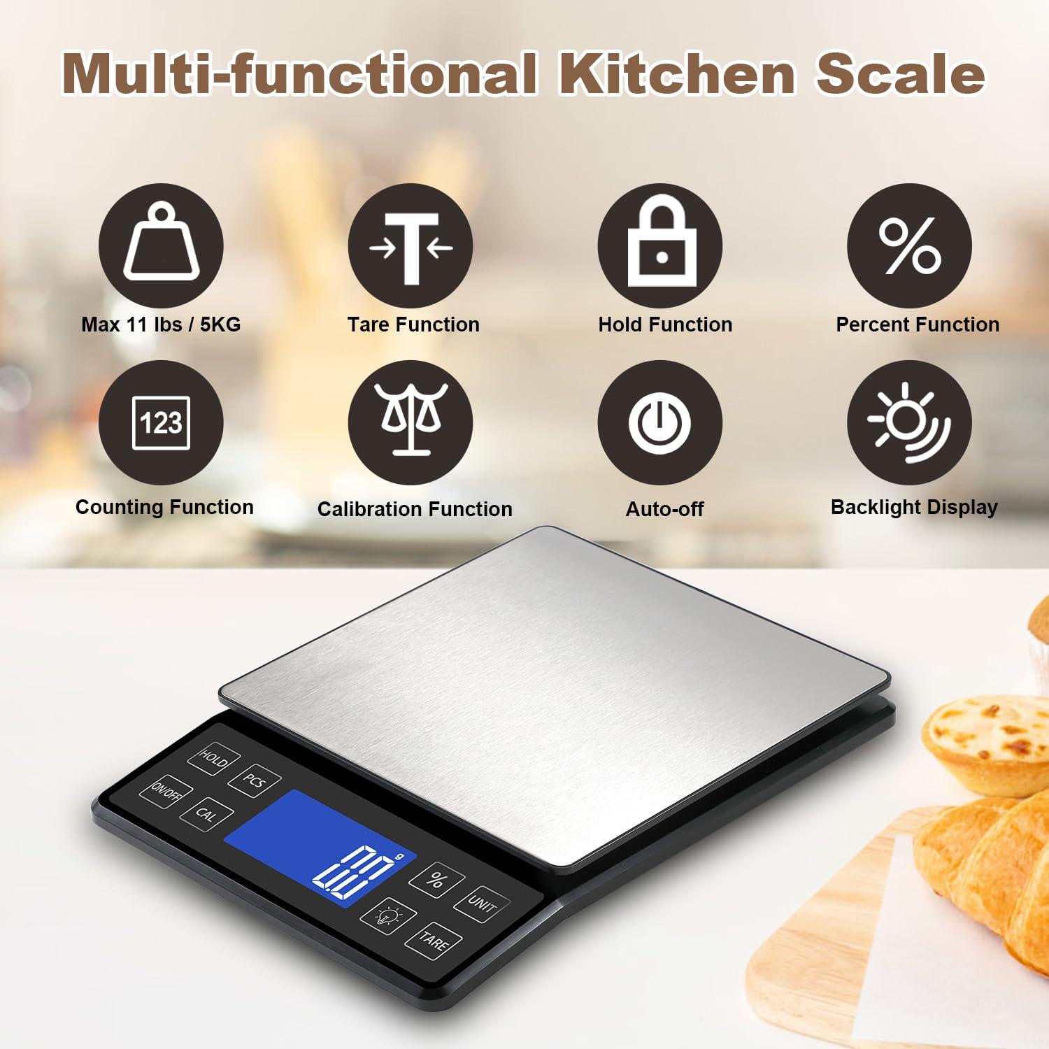 Báscula de Cocina Digital SEMIER 5kg Alta Precisión 0.1g