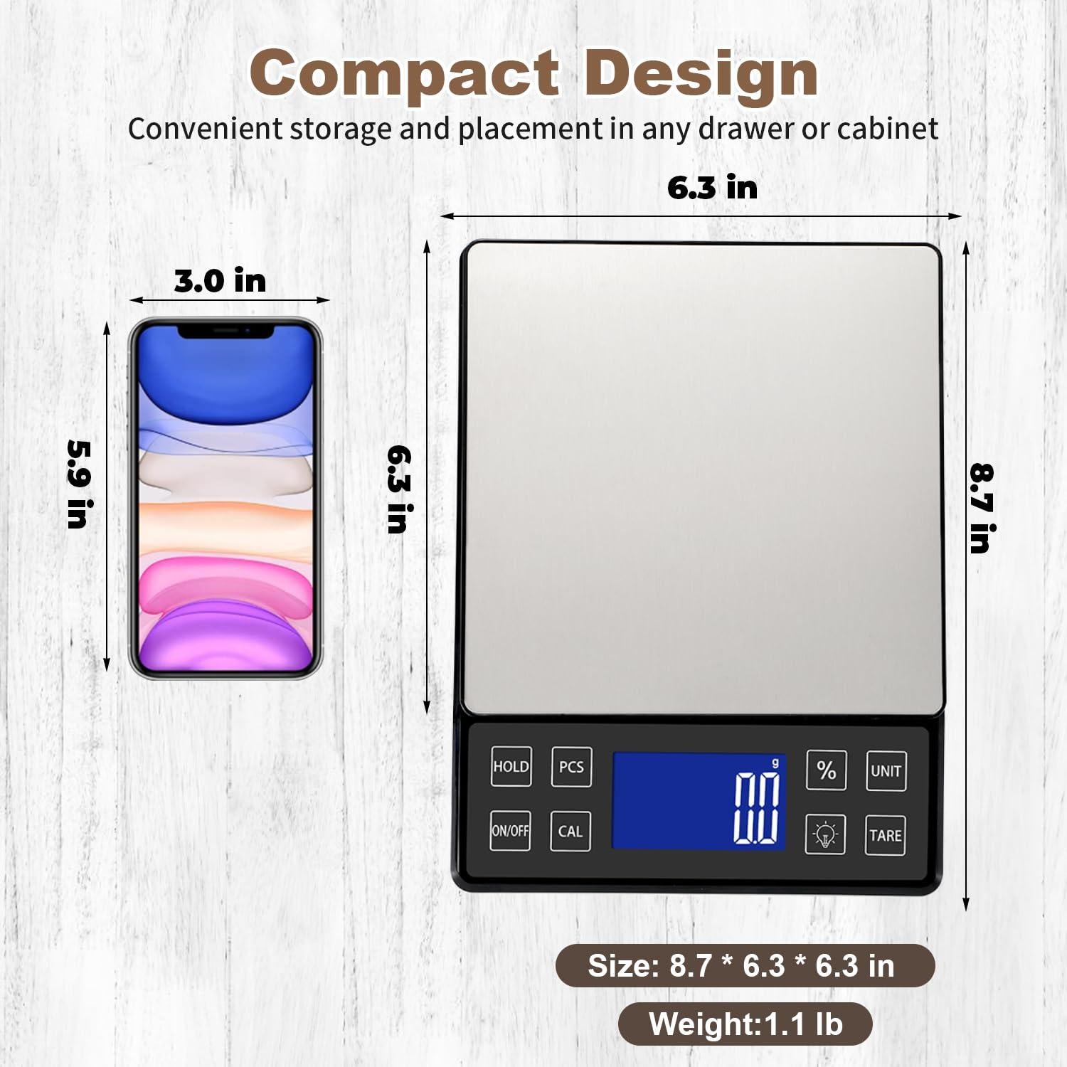 Báscula de Cocina Digital SEMIER 5kg Alta Precisión 0.1g