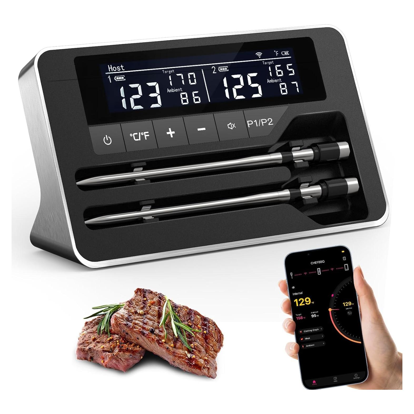 Termómetro de Carne Inalámbrico NoWoW BQ50-2 con 2 Probetas