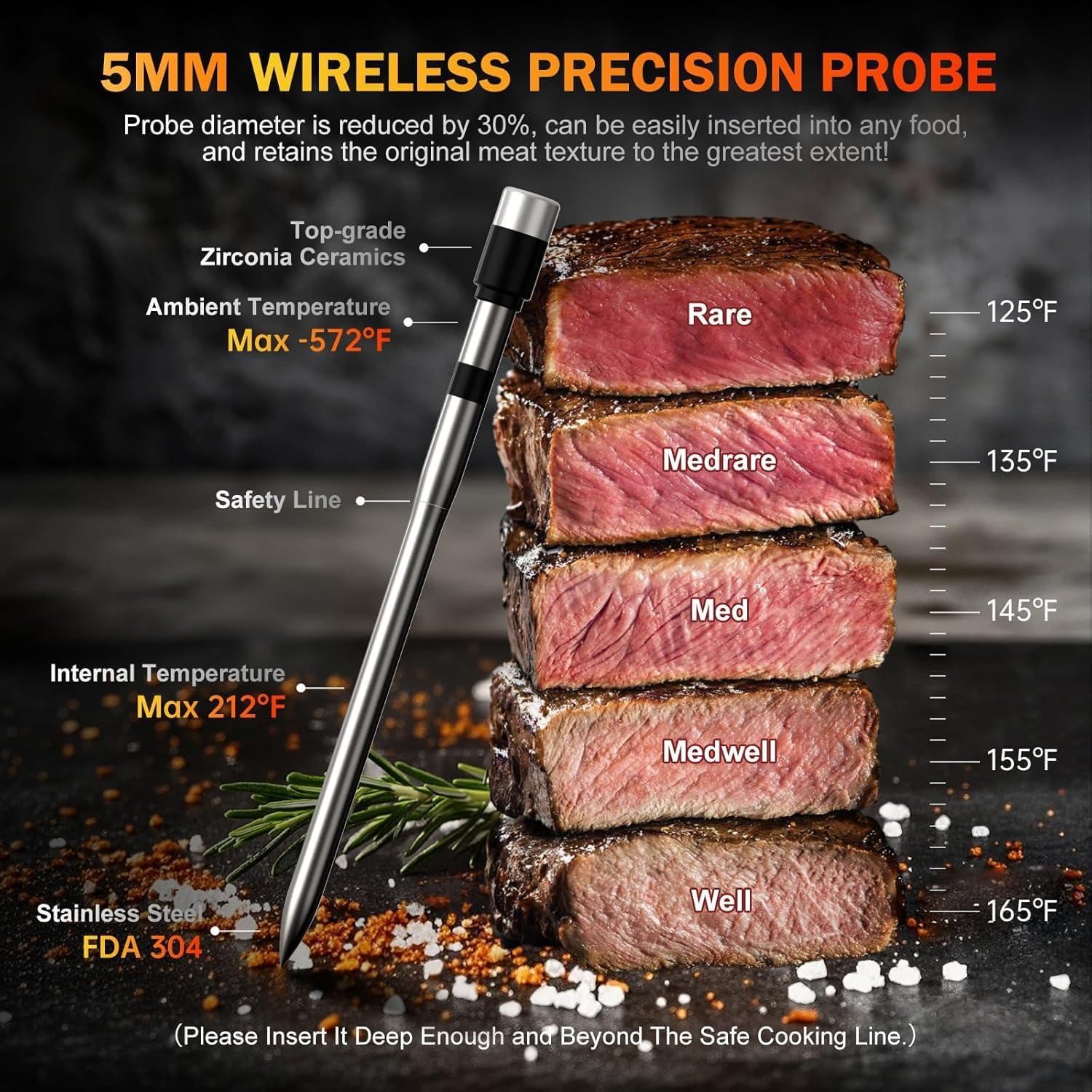 Termómetro de Carne Inalámbrico NoWoW BQ50-2 con 2 Probetas