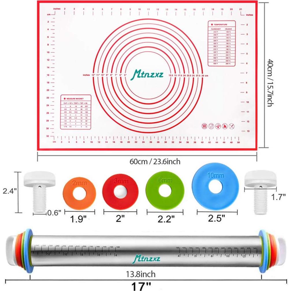 Juego de Rodillo Ajustable y Alfombrilla de Silicona MTNZXZ