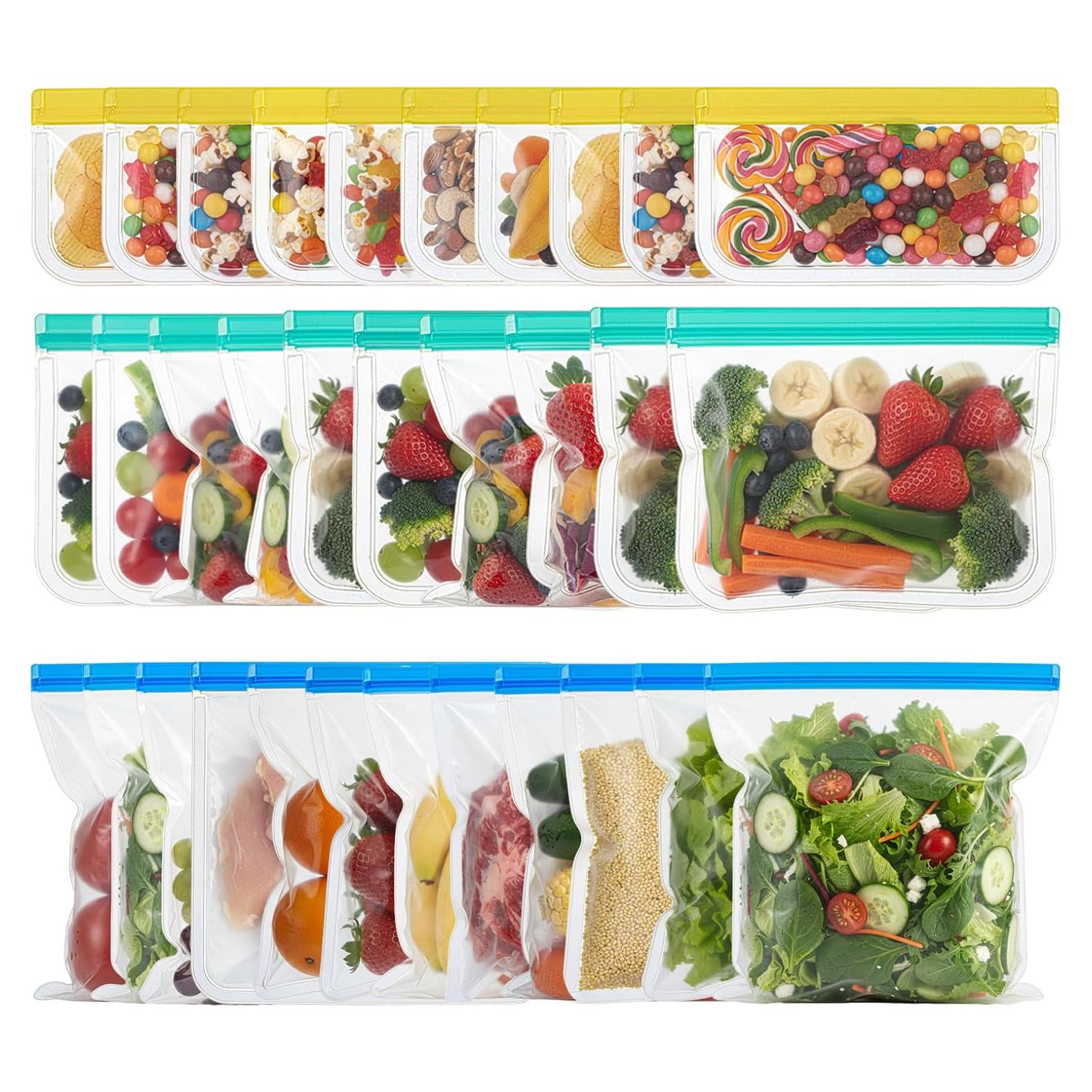 Paquete de 32 Bolsas Reutilizables de Silicona - 3 Tamaños