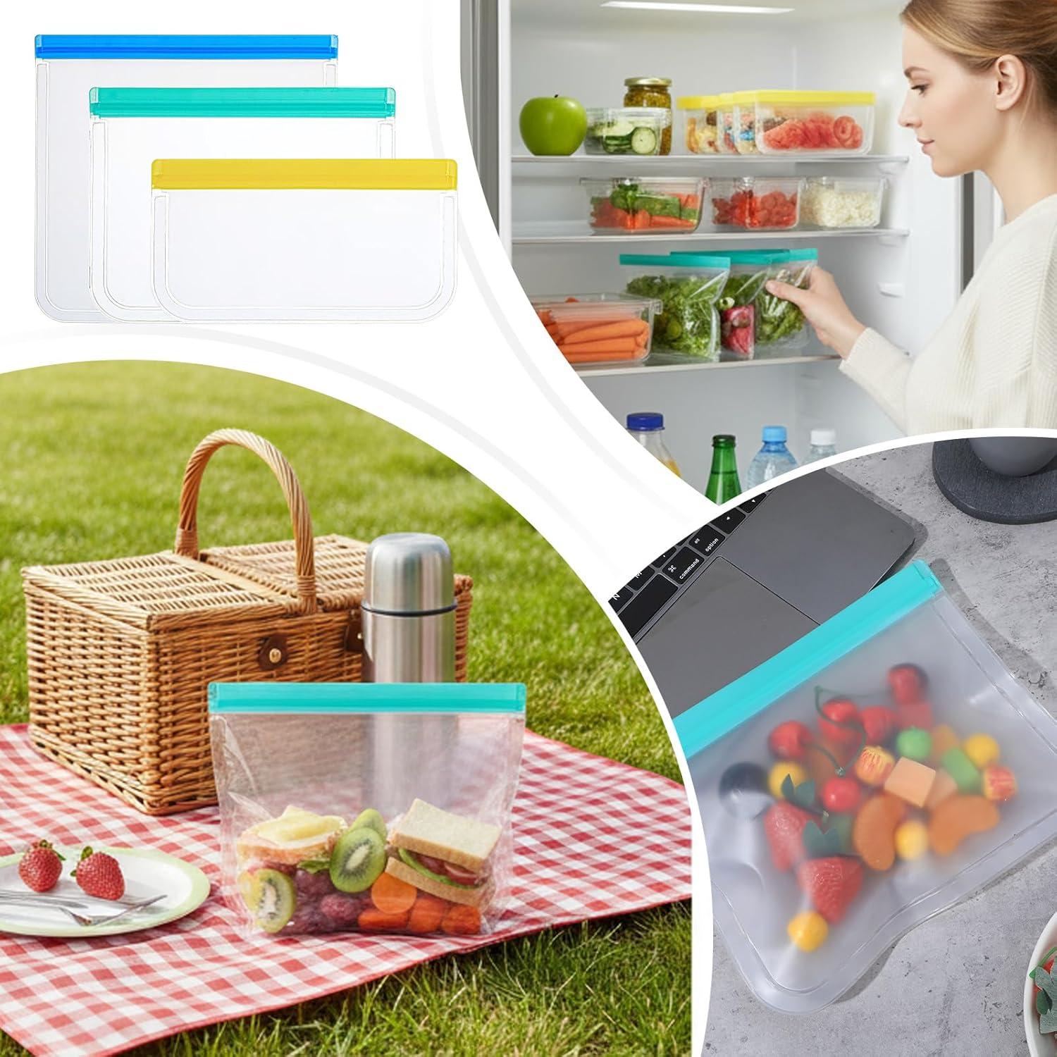 Paquete de 32 Bolsas Reutilizables de Silicona - 3 Tamaños