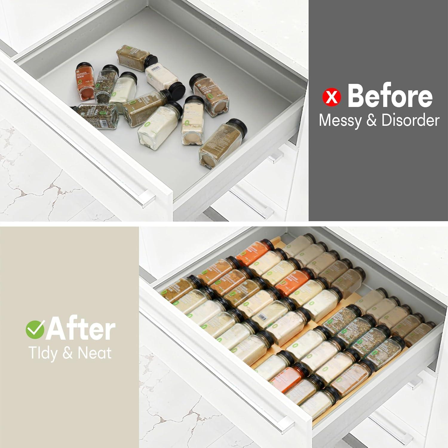 Organizador de Cajones para Especias Thalomely de Bambú 4 Niveles