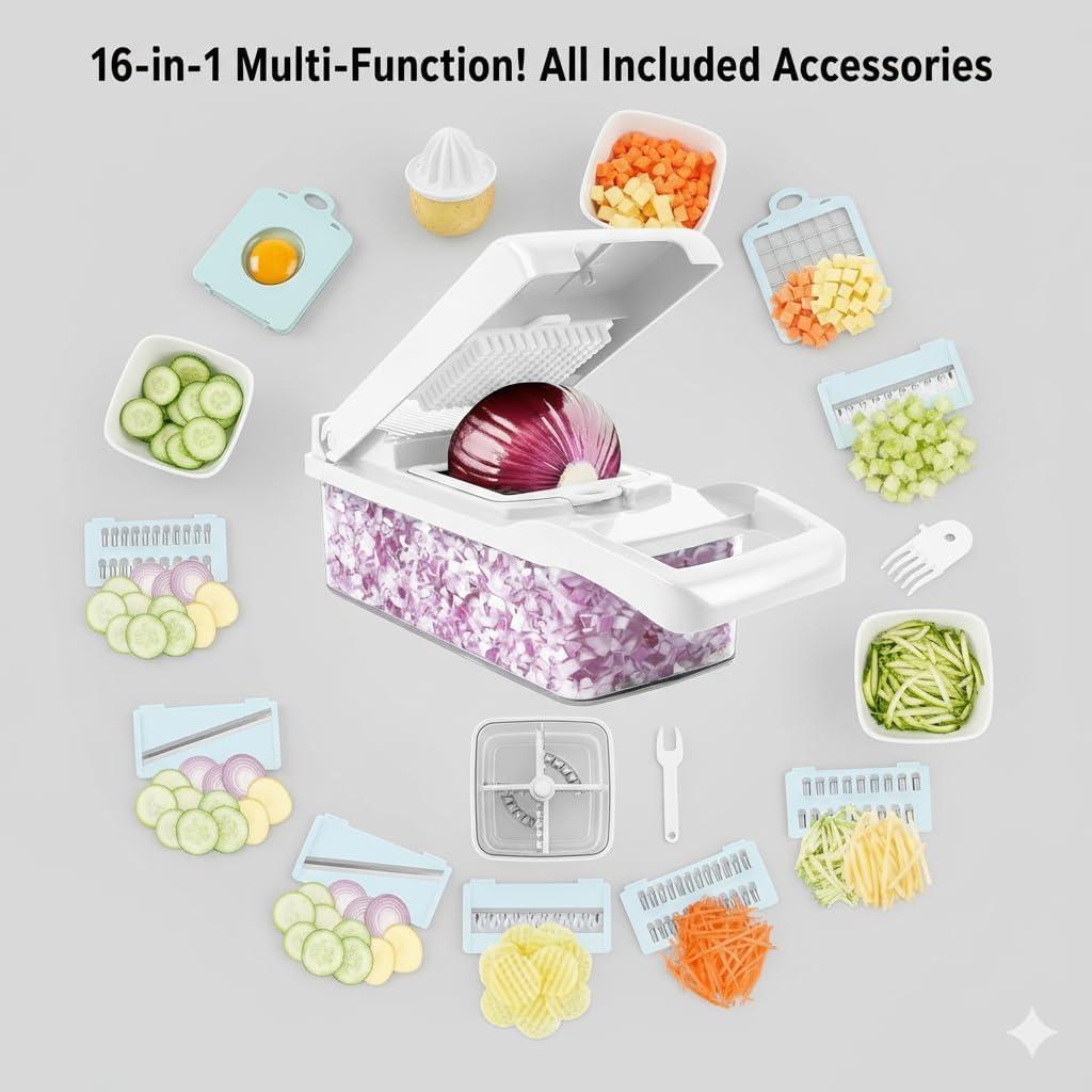 Picadora de Verduras 16 en 1 Casafoyer Azul - Multifuncional