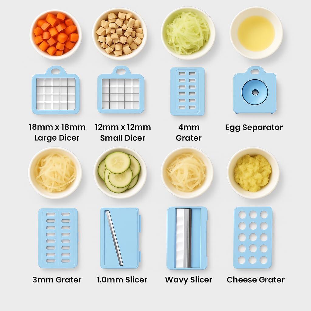 Picadora de Verduras 16 en 1 Casafoyer Azul - Multifuncional