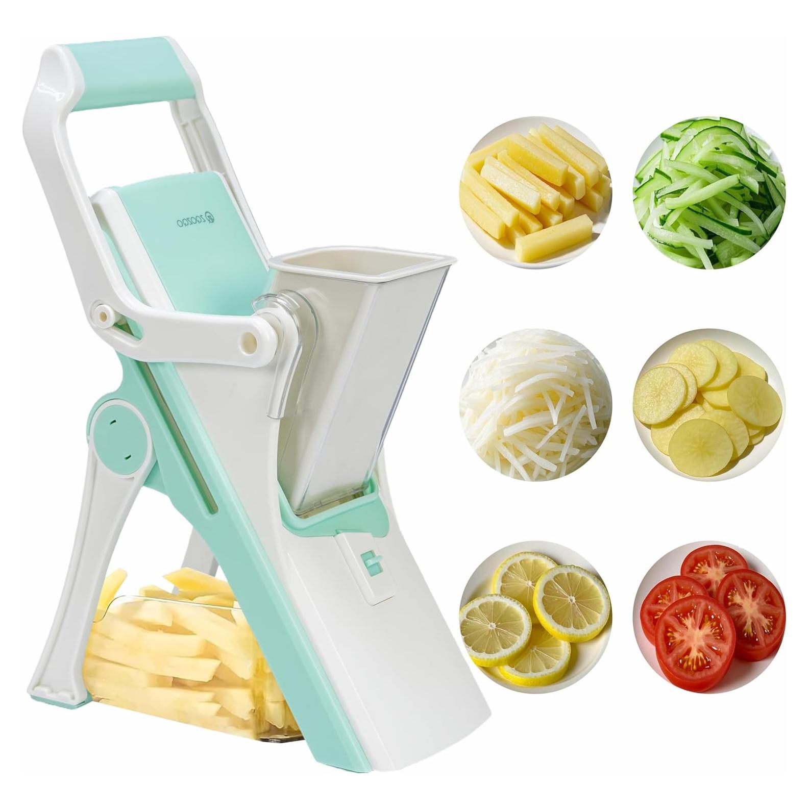 Cortador Mandolina ZQOZQO 6-en-1 con 6 Cuchillas de Acero Inoxidable