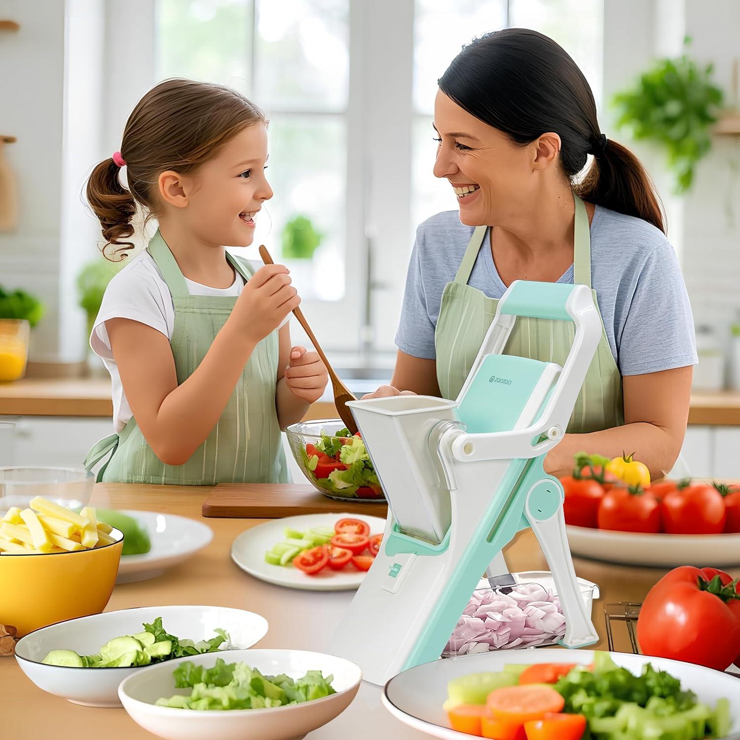 Cortador Mandolina ZQOZQO 6-en-1 con 6 Cuchillas de Acero Inoxidable