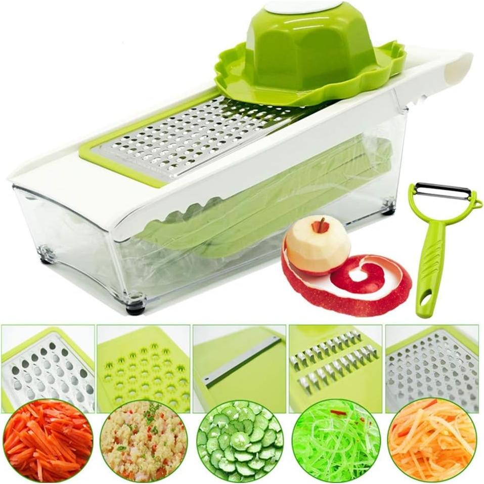 Cortador de Mandolina HaetFire 5 en 1 con 5 Cuchillas Intercambiables