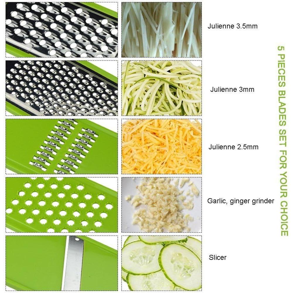 Cortador de Mandolina HaetFire 5 en 1 con 5 Cuchillas Intercambiables
