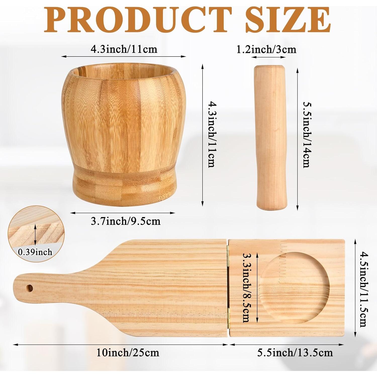 Juego de Mortero y Mano de Mortero Supkiir + Aplastador de Plátano