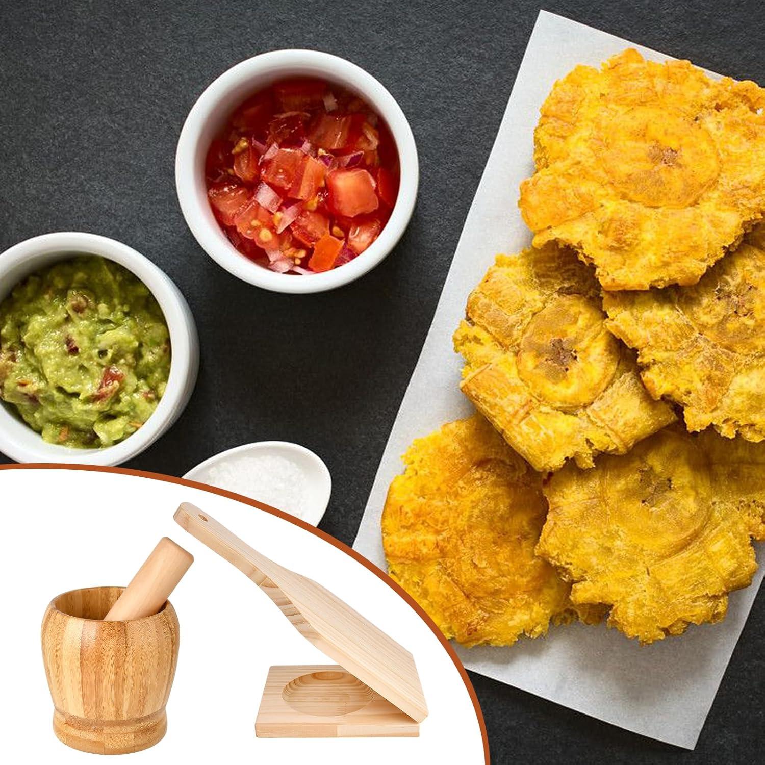 Juego de Mortero y Mano de Mortero Supkiir + Aplastador de Plátano