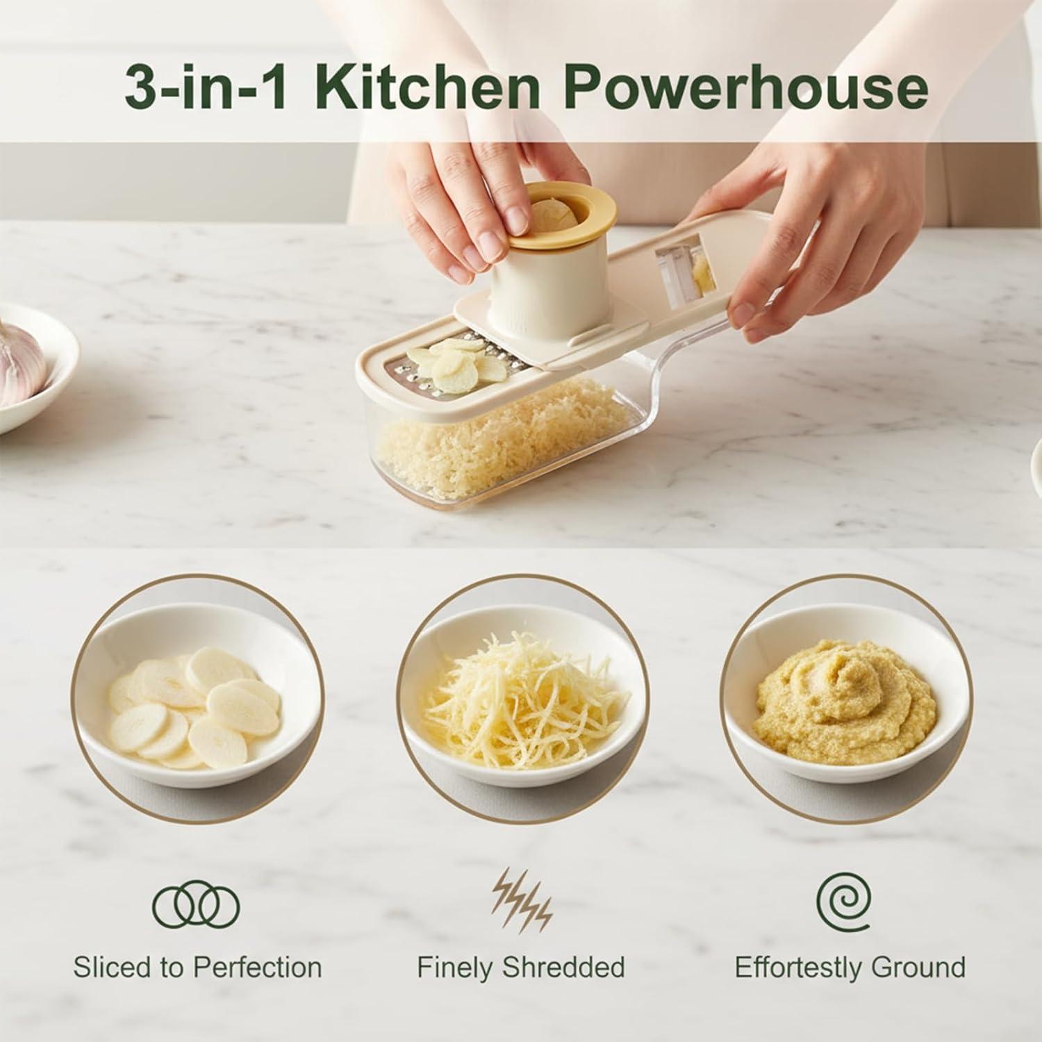 Picador de Ajo Multifuncional NixusHep 3 en 1 Verde