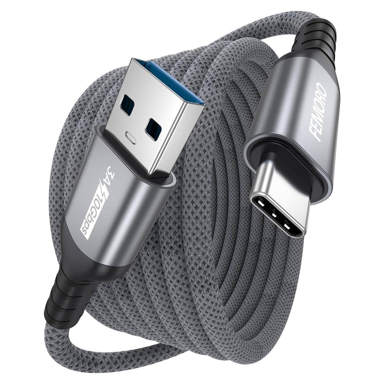 Cable USB a Tipo C 3m FEMORO 10Gbps Carga 3A Alta Velocidad