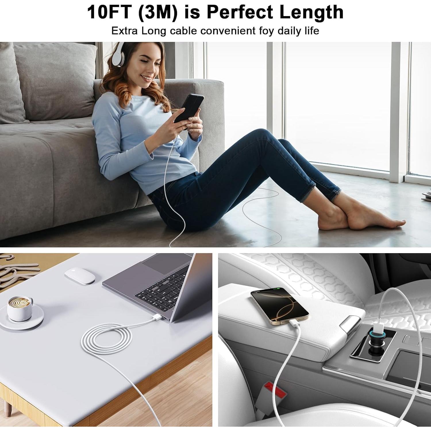 Cable Carplay 3M esbeecables USB A a C para iPhone 17/16/15