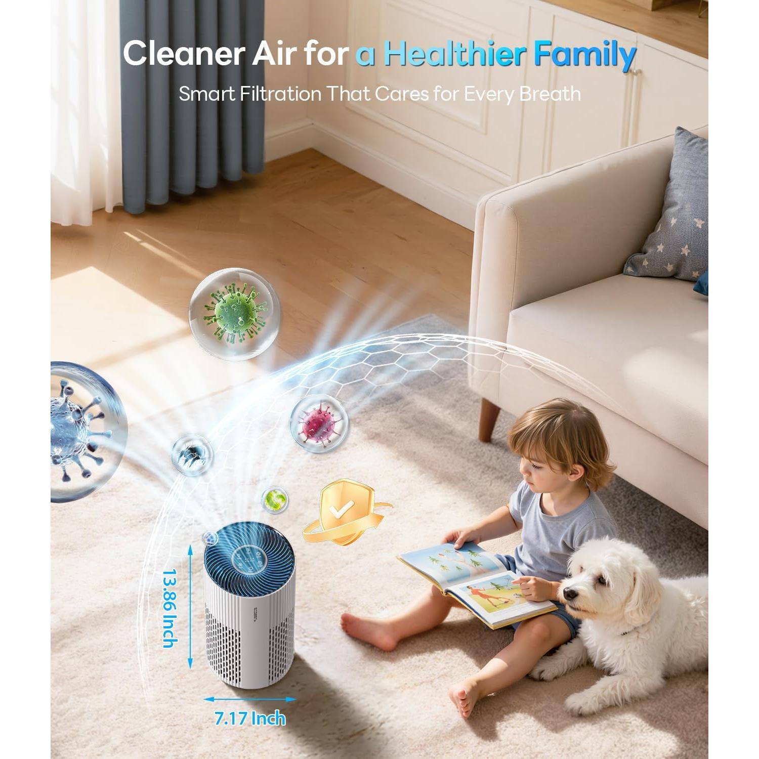 Purificador de aire ECOSELF HAP604 139 m² filtro HEPA 20dB