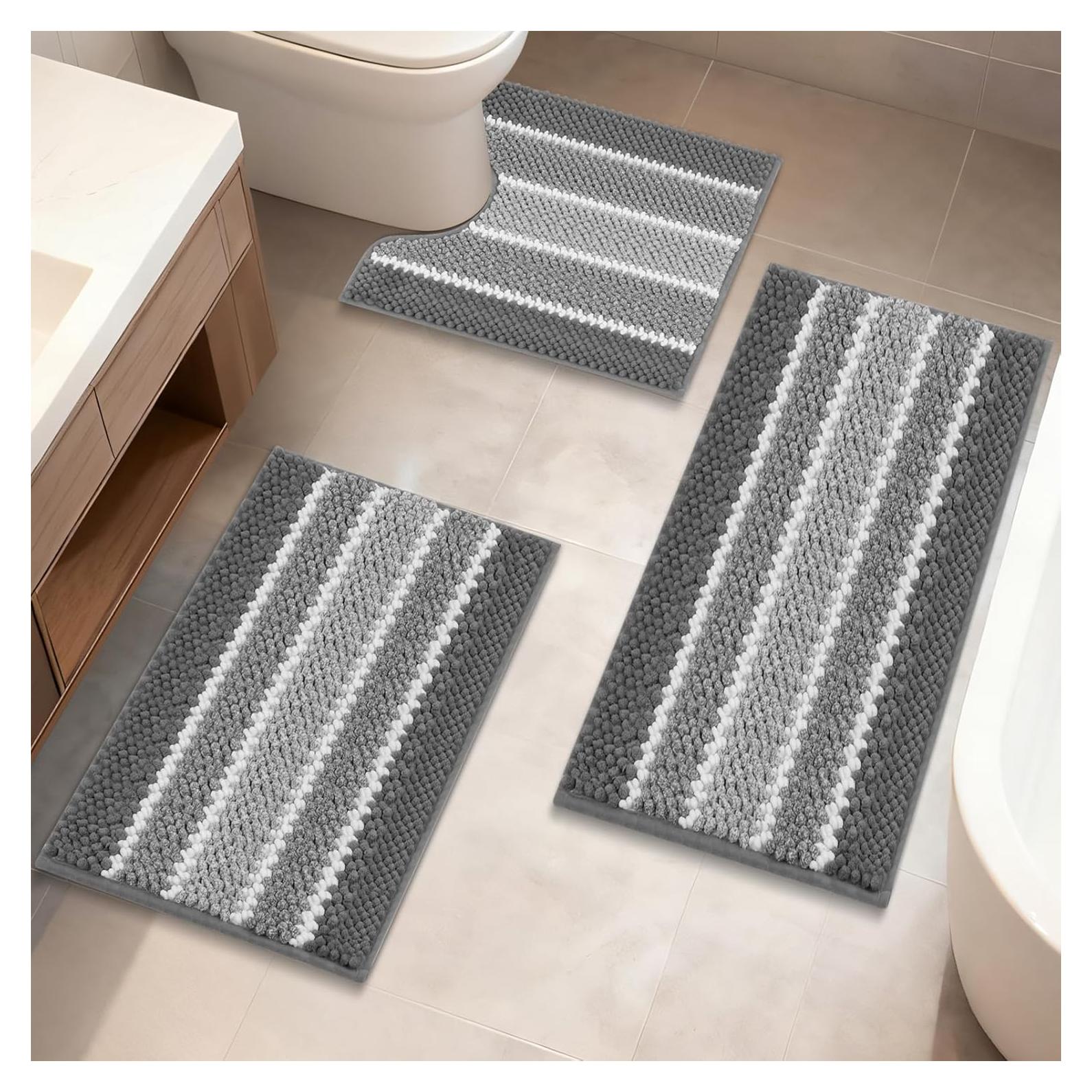 ArtyCozy Alfombrillas de Baño Chenille 3 Piezas Antideslizantes
