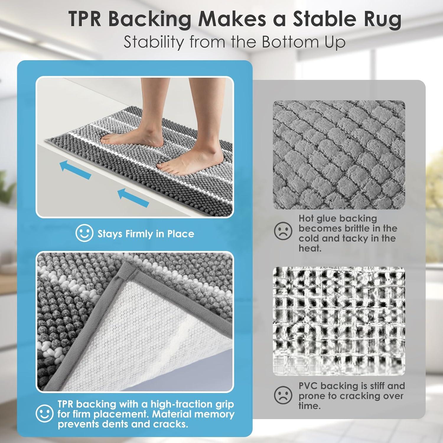 ArtyCozy Alfombrillas de Baño Chenille 3 Piezas Antideslizantes