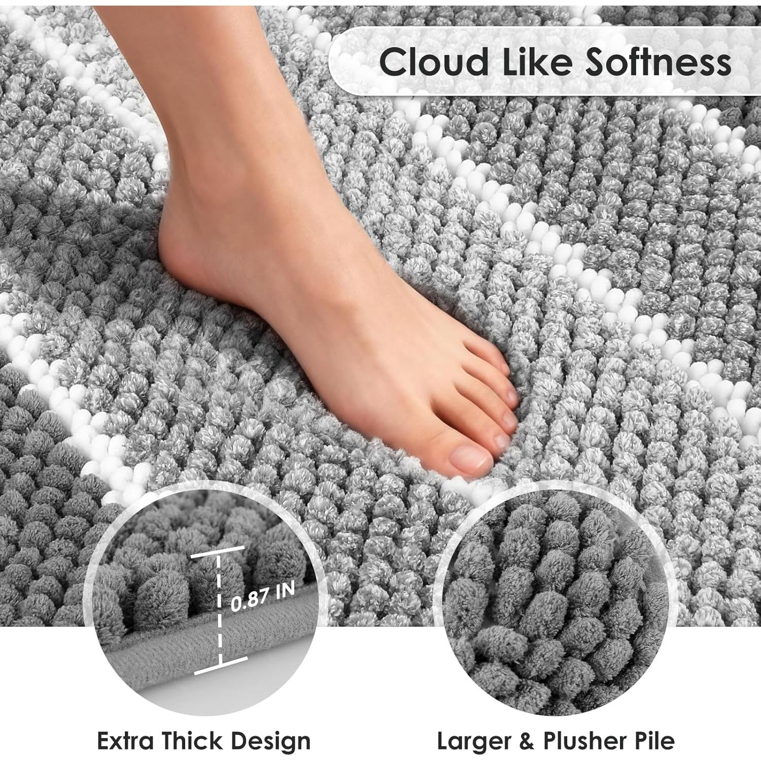 ArtyCozy Alfombrillas de Baño Chenille 3 Piezas Antideslizantes