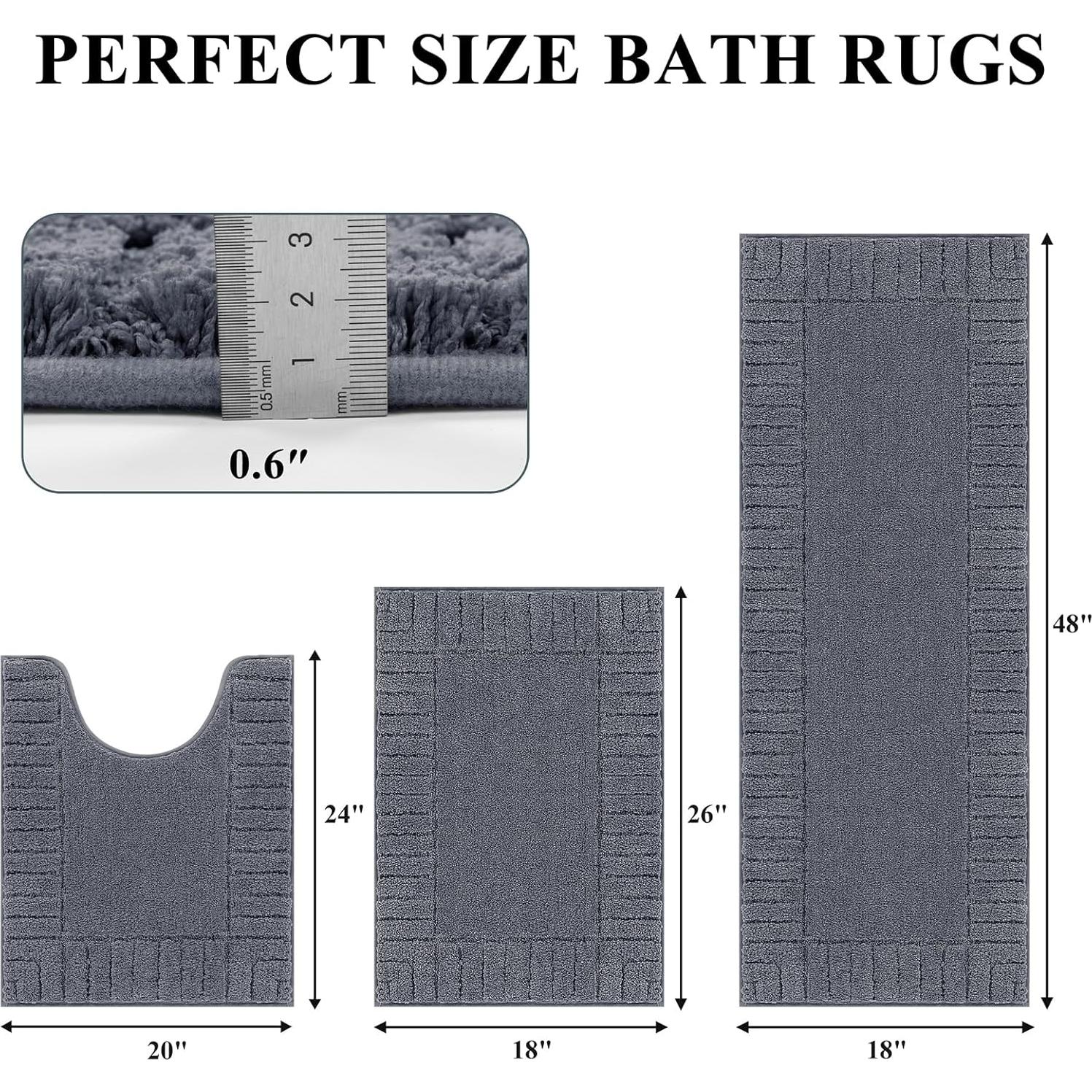 Conjunto de Alfombrillas de Baño Pauwer 3 Piezas Antideslizantes