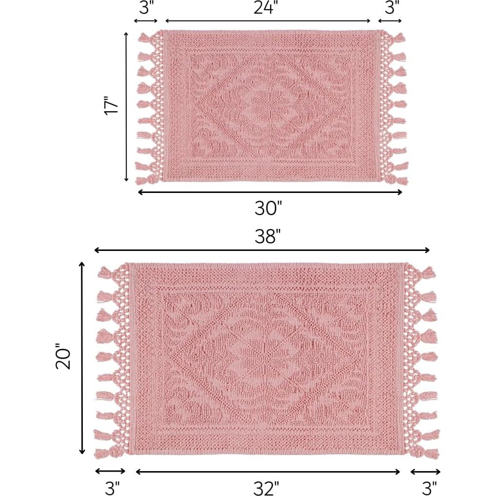 Conjunto de 2 Alfombrillas de Baño Savi Home Algodón Rosa Bebé