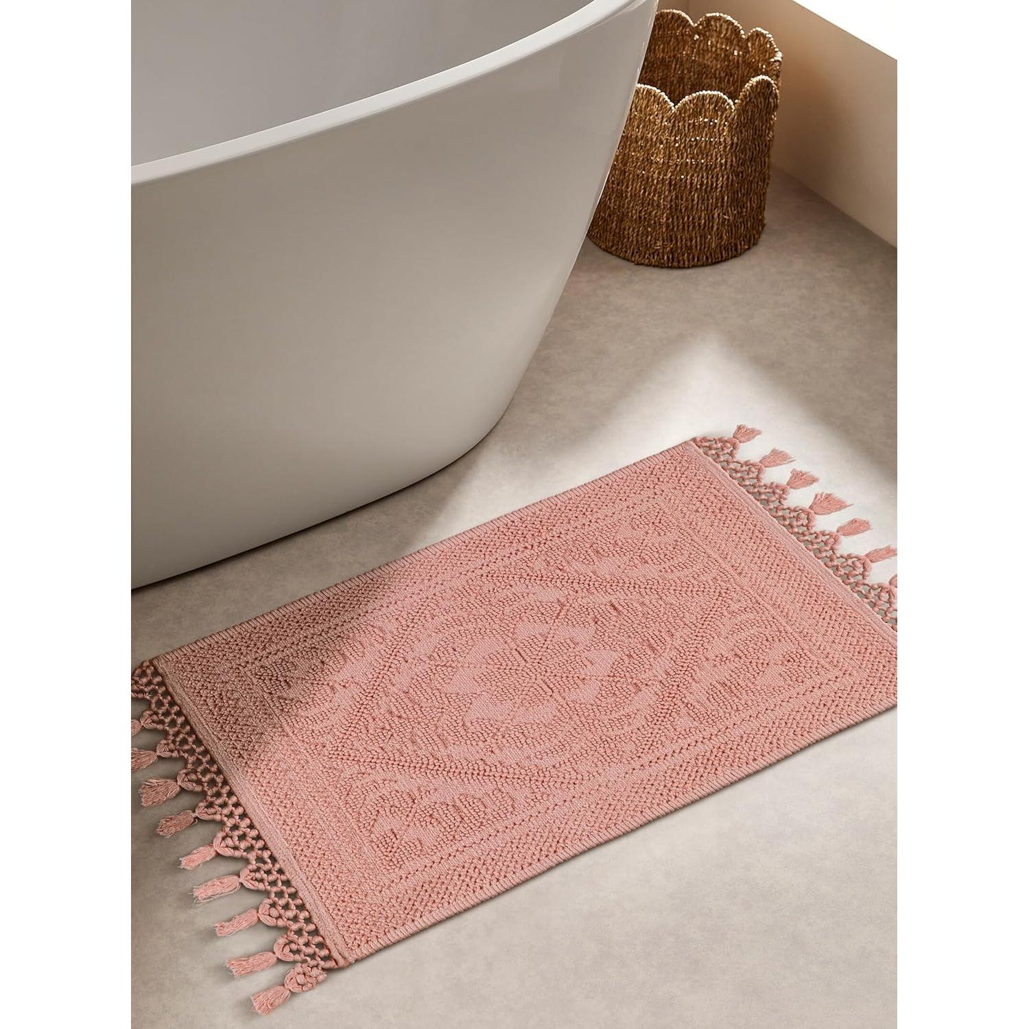 Conjunto de 2 Alfombrillas de Baño Savi Home Algodón Rosa Bebé