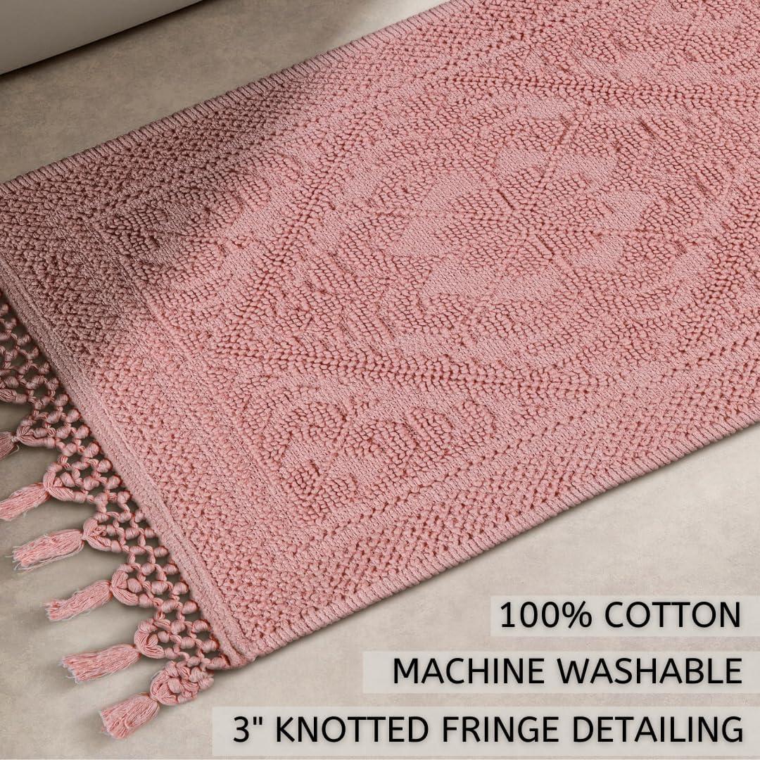 Conjunto de 2 Alfombrillas de Baño Savi Home Algodón Rosa Bebé