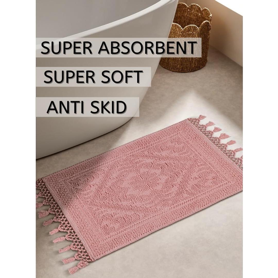 Conjunto de 2 Alfombrillas de Baño Savi Home Algodón Rosa Bebé