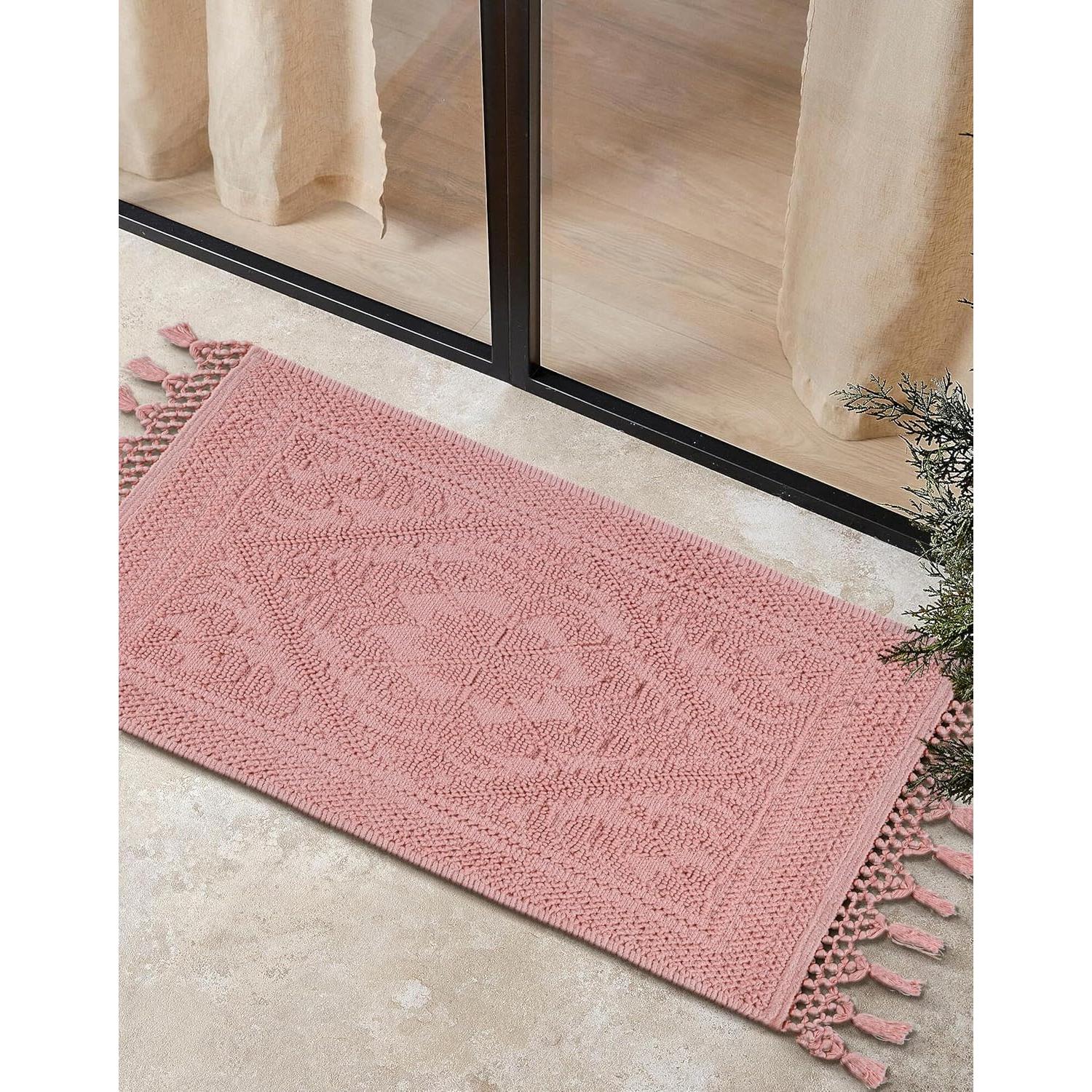 Conjunto de 2 Alfombrillas de Baño Savi Home Algodón Rosa Bebé