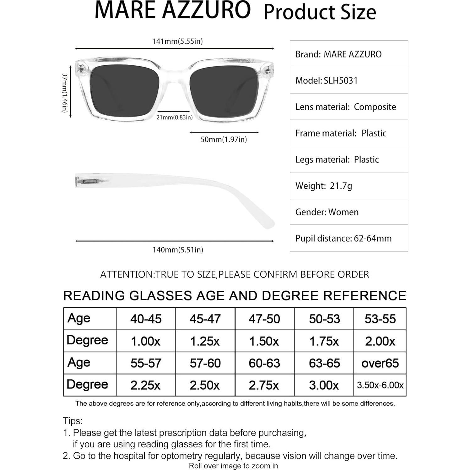 Gafas de Sol Lectoras MARE AZZURO 1.5 UV400 Mujeres