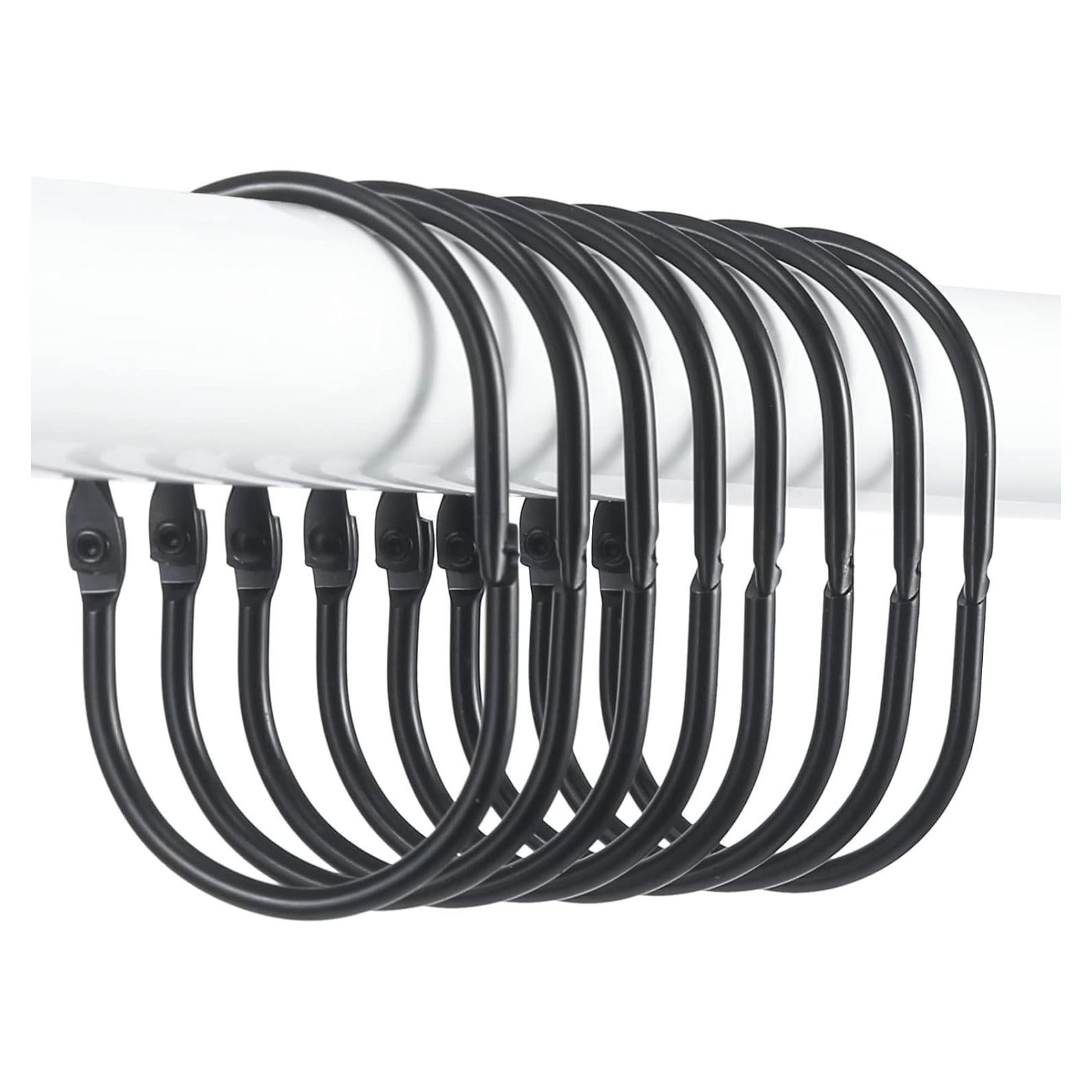 Anillas para Cortina de Ducha Goowin, 12 Pcs Metal Negro