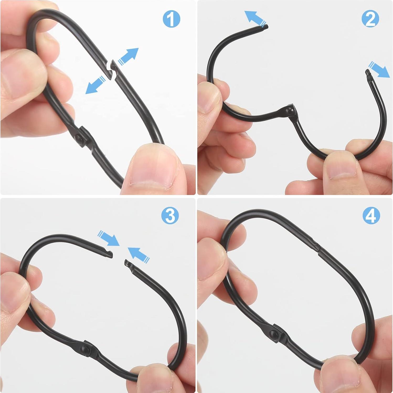 Anillas para Cortina de Ducha Goowin, 12 Pcs Metal Negro