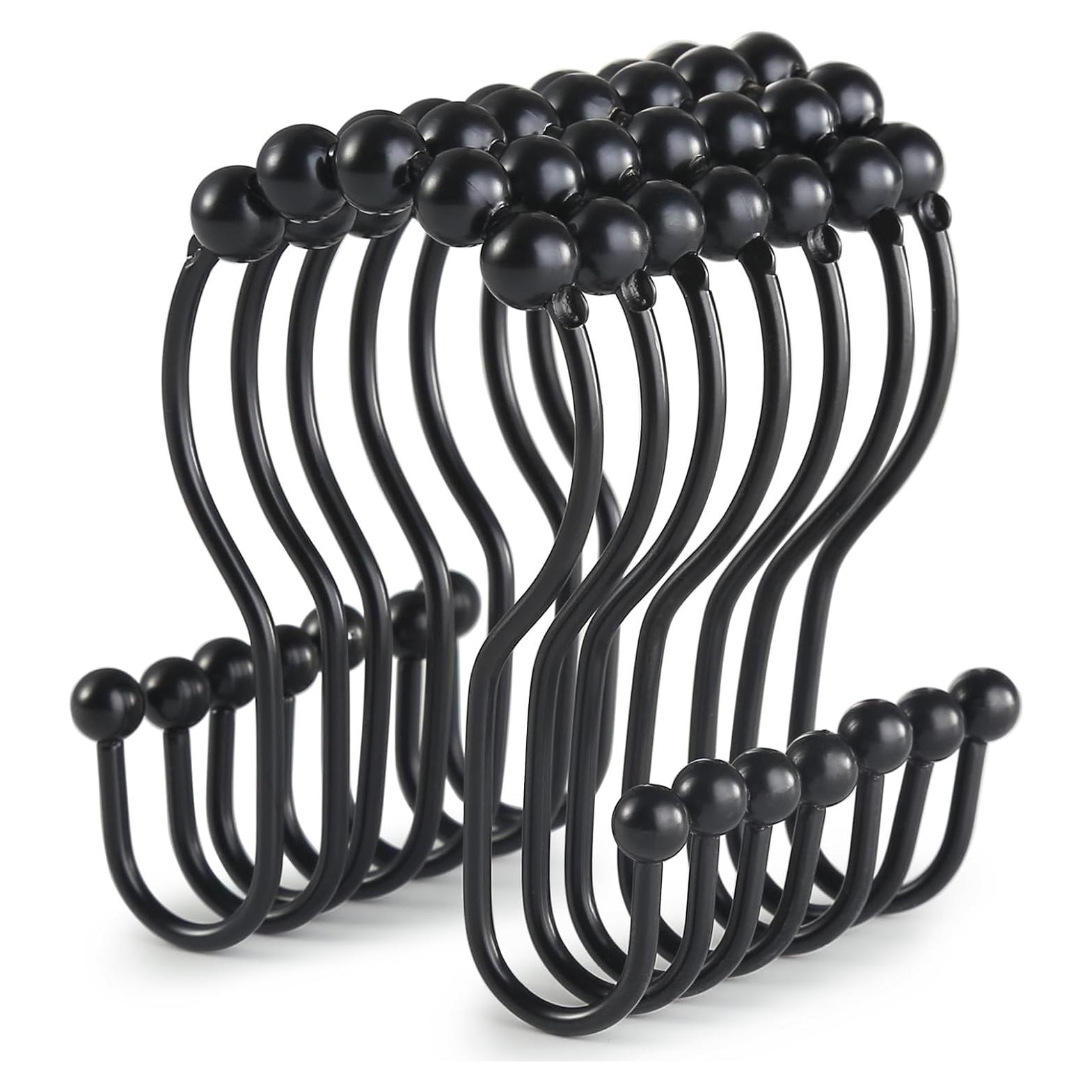 Ganchos para Cortina de Ducha Goowin, 12 Pcs, Acero Inoxidable Negro