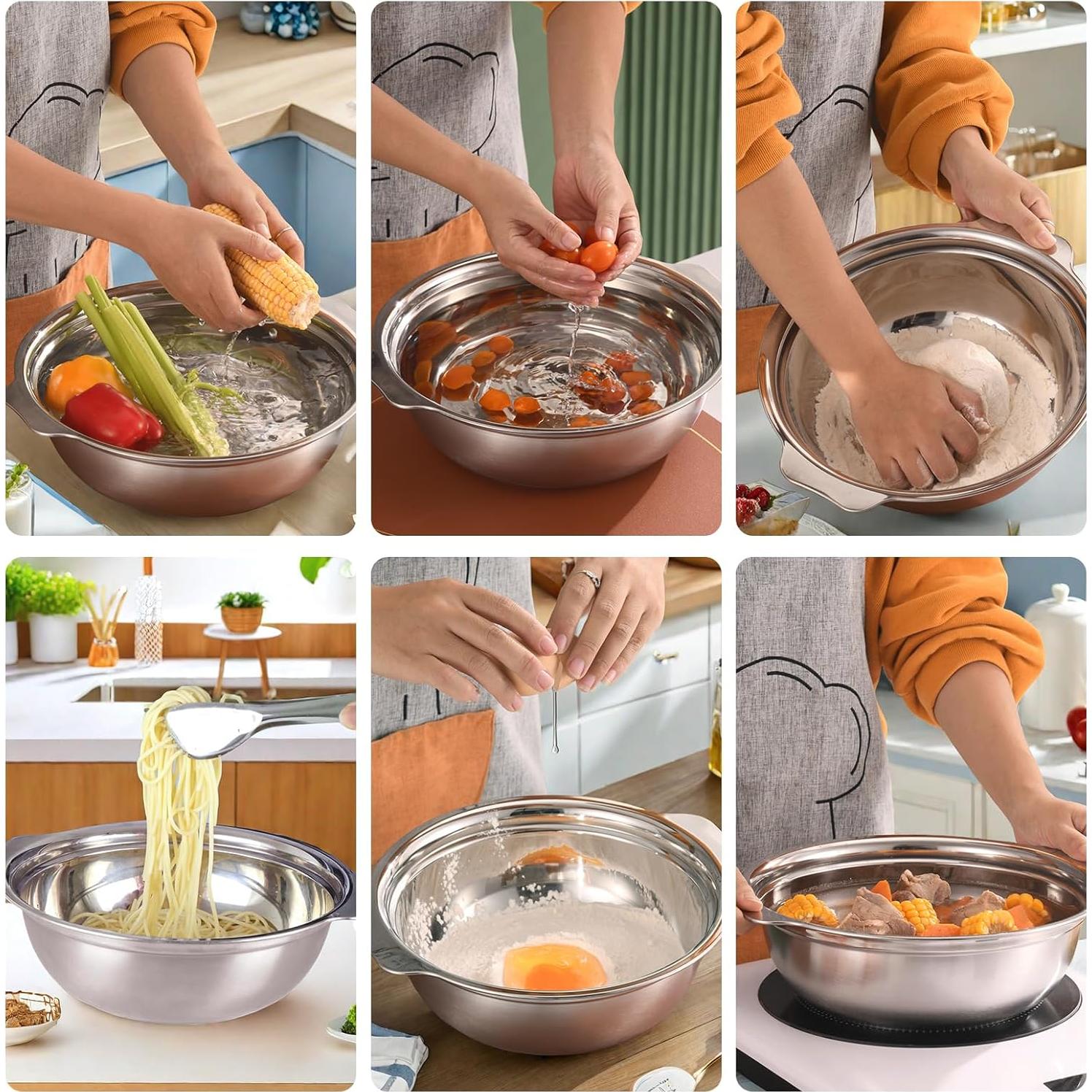 Colador de Acero Inoxidable POPGRADE 2.5QT con Tazón Mezclador