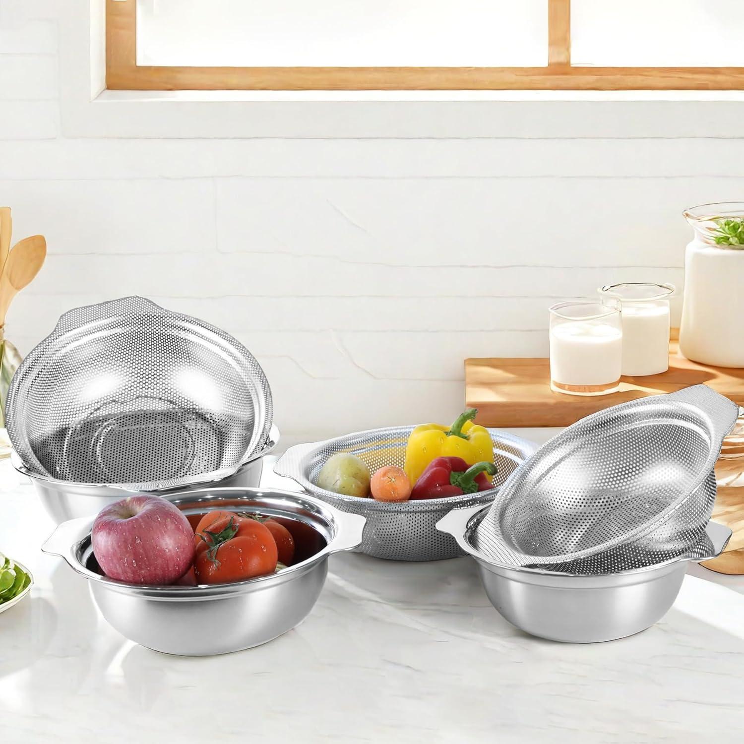 Colador de Acero Inoxidable POPGRADE 2.5QT con Tazón Mezclador