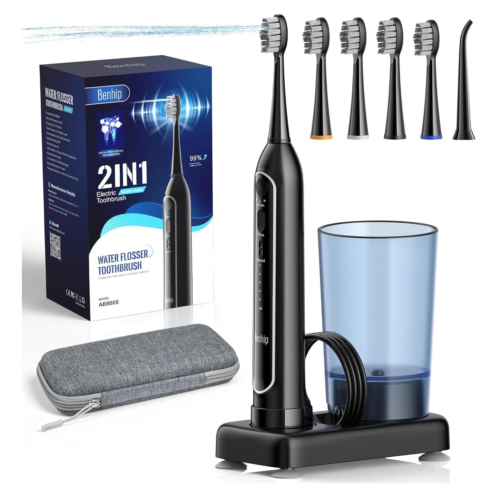 Combo Irrigador Dental y Cepillo Sónico Benhip - 3 Modos y 5 Velocidades