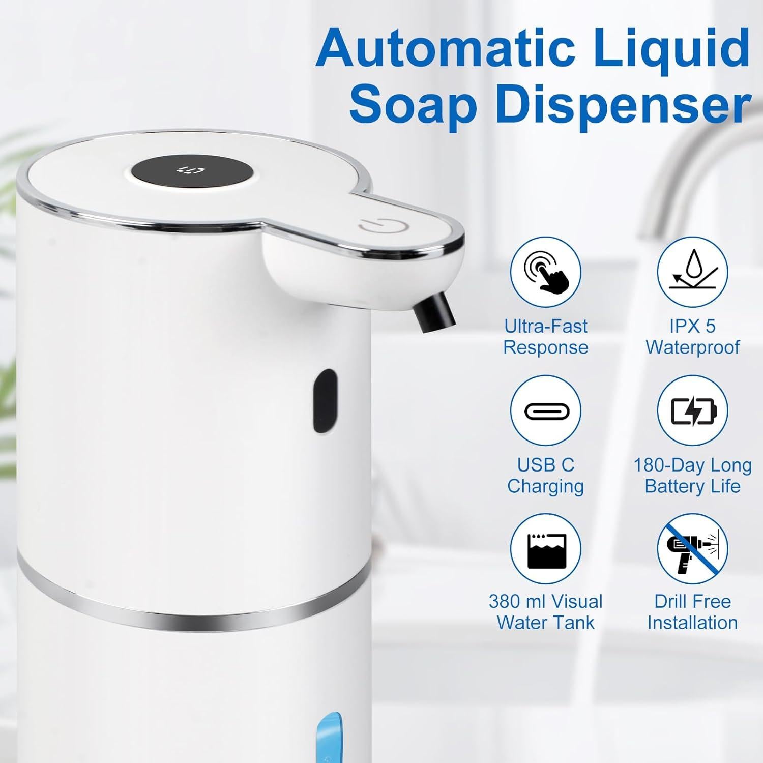 Dispensador Automático de Jabón Rudnia 380ml Sin Contacto