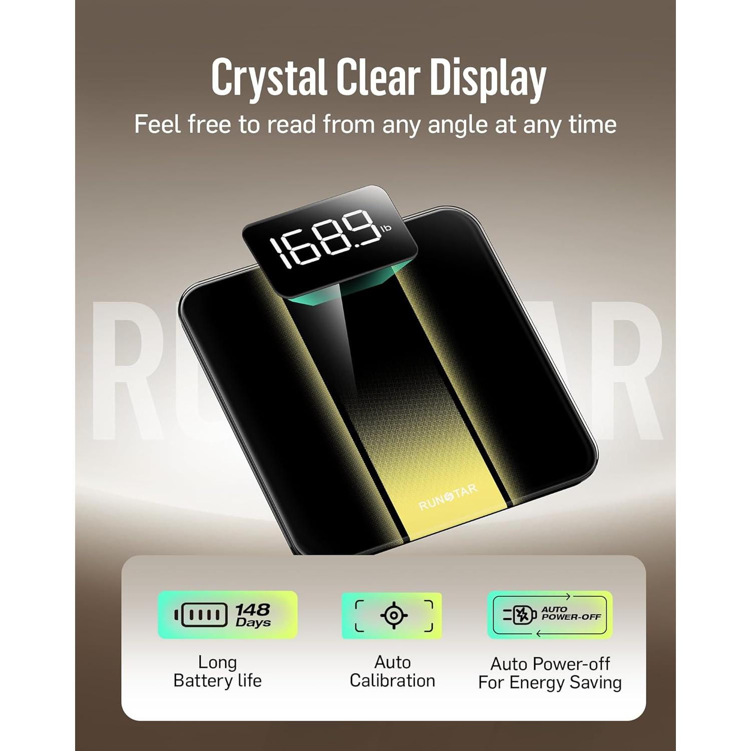 Báscula Digital de Baño RunStar BG2403, 181kg, Pantalla LED