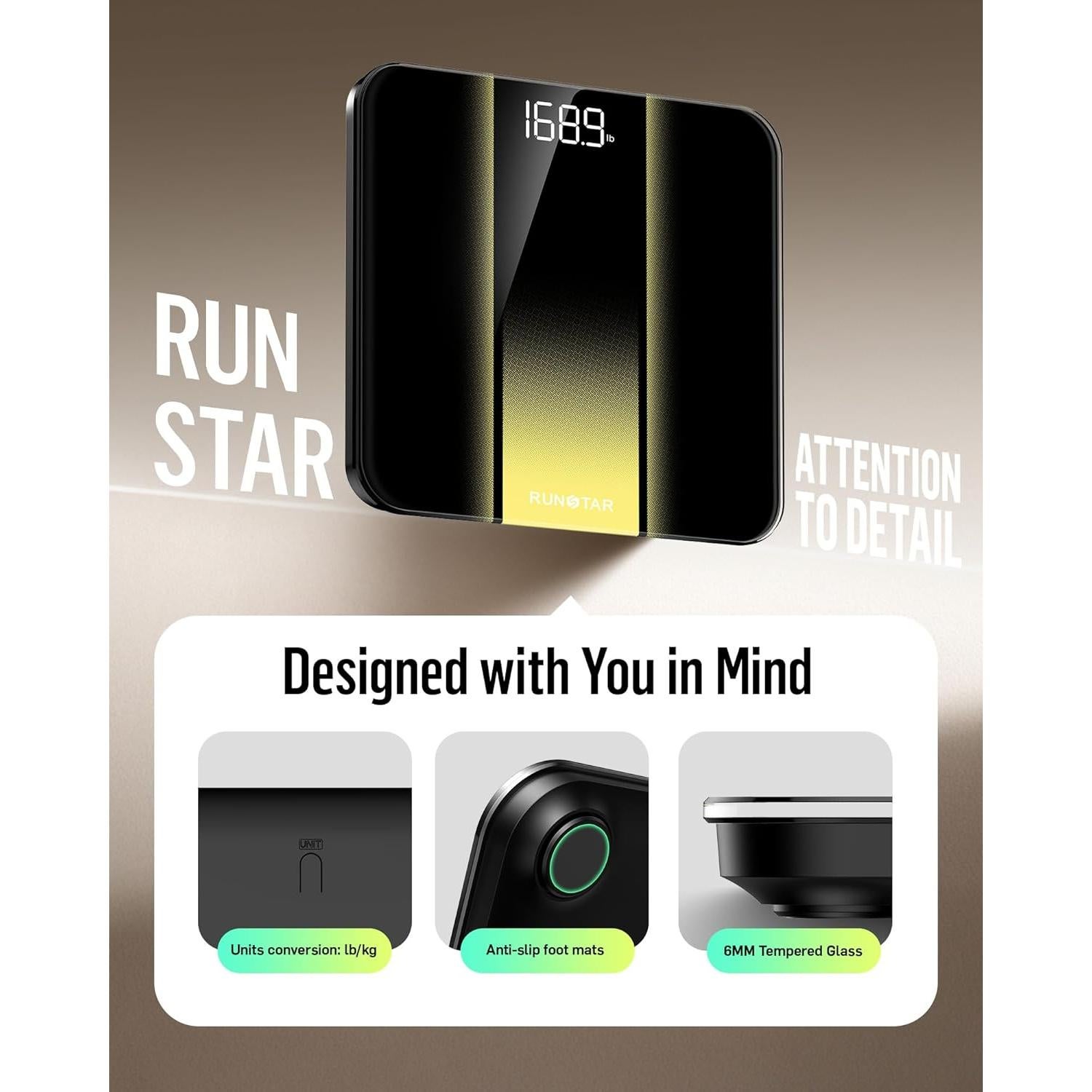 Báscula Digital de Baño RunStar BG2403, 181kg, Pantalla LED