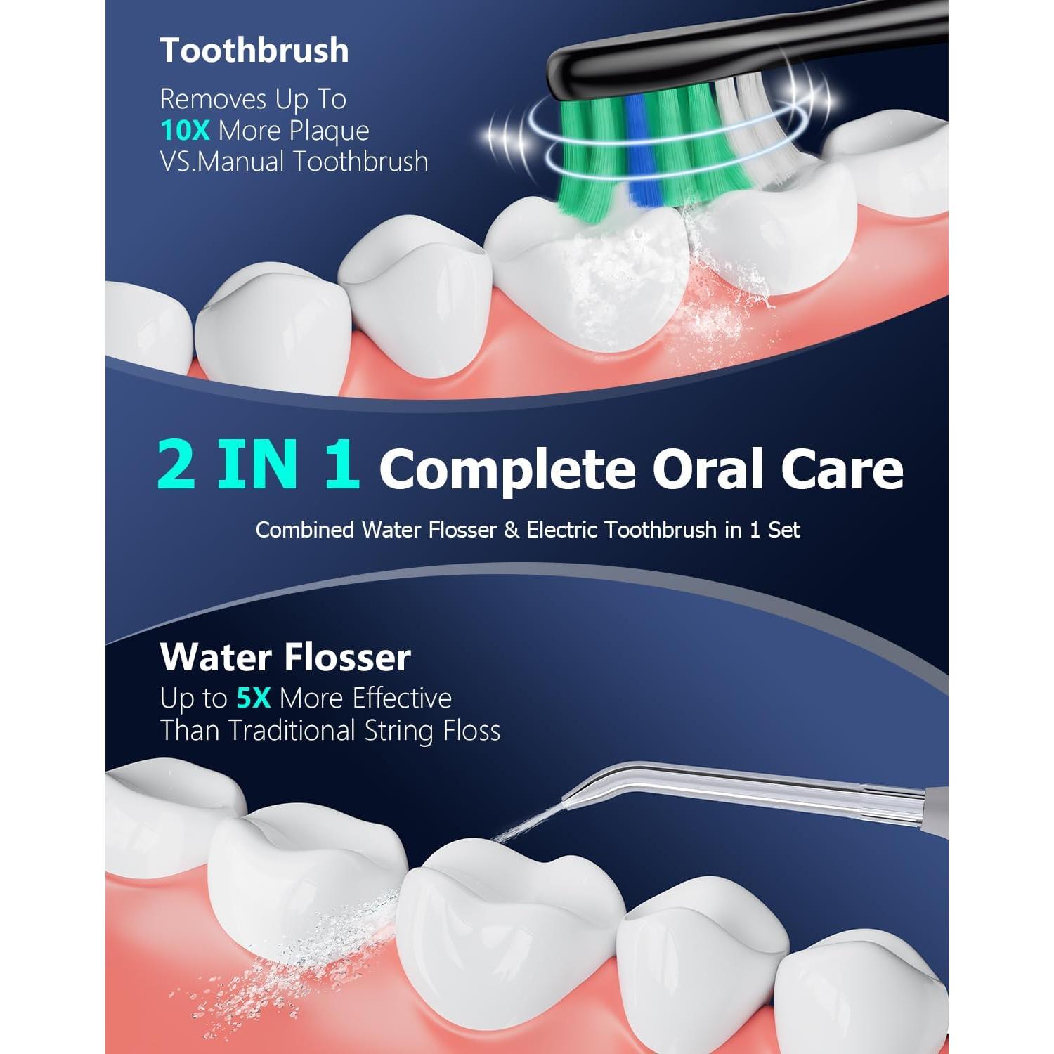Cepillo de dientes eléctrico OILSAO con irrigador 600ml - 5 modos