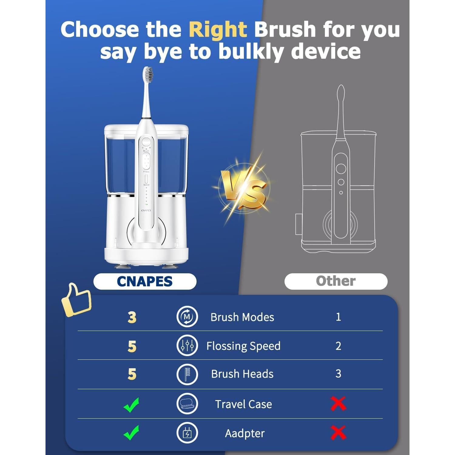 Cepillo de dientes eléctrico CNAPES con irrigador 3 en 1 0.5L