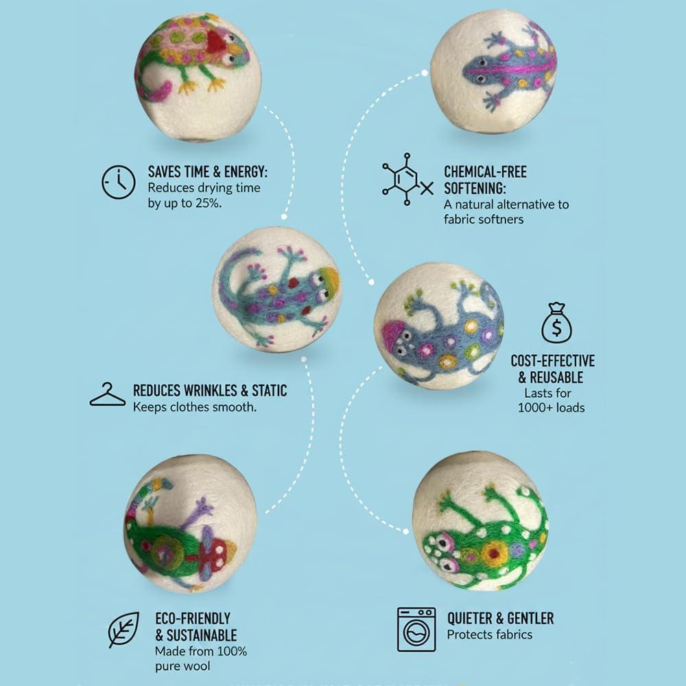 Bolas de Secado de Lana Ezhippie - 6 XL Reutilizables