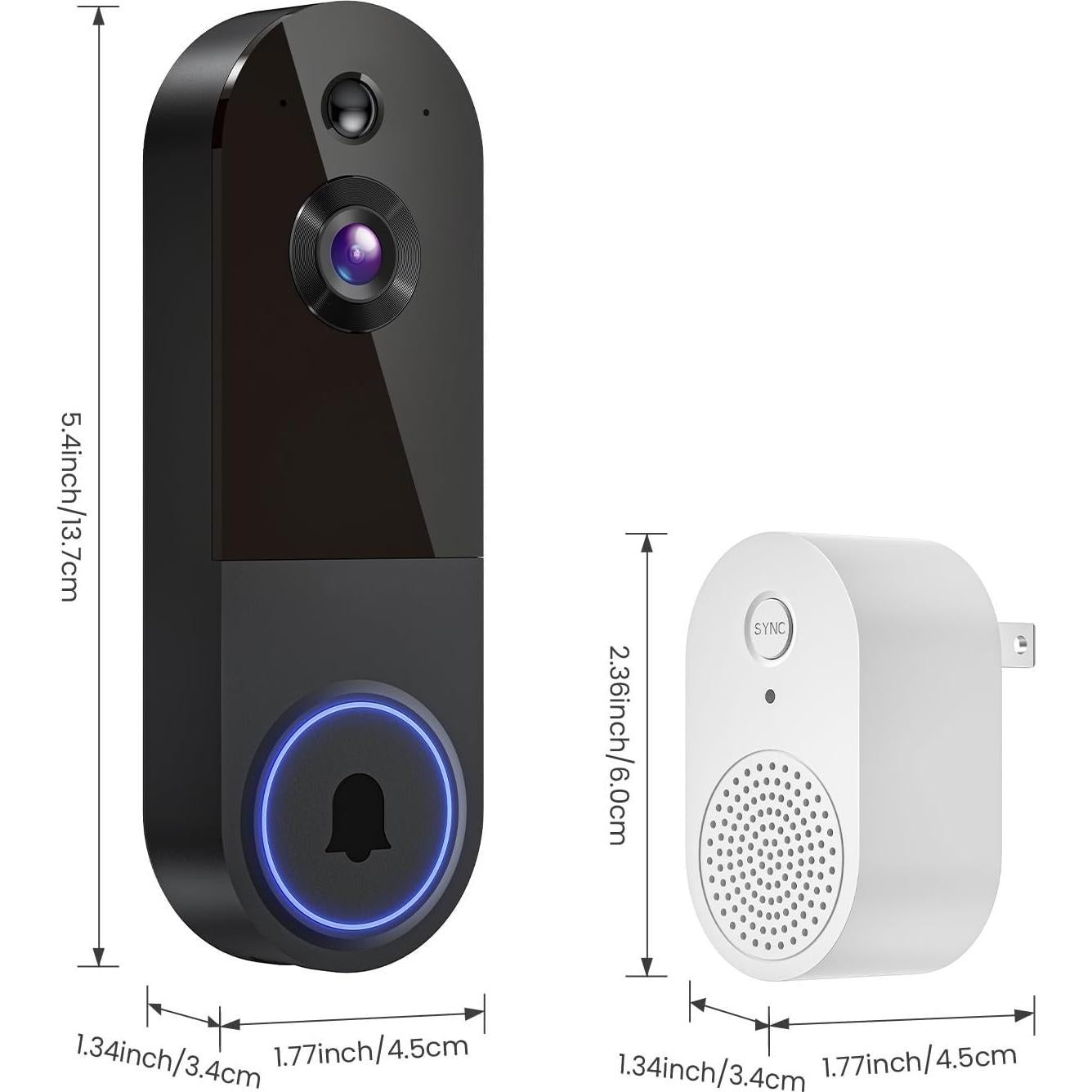 Cámara de Timbre de Video Wi-Fi ClipBlur T52 1080p con Audio Bidireccional