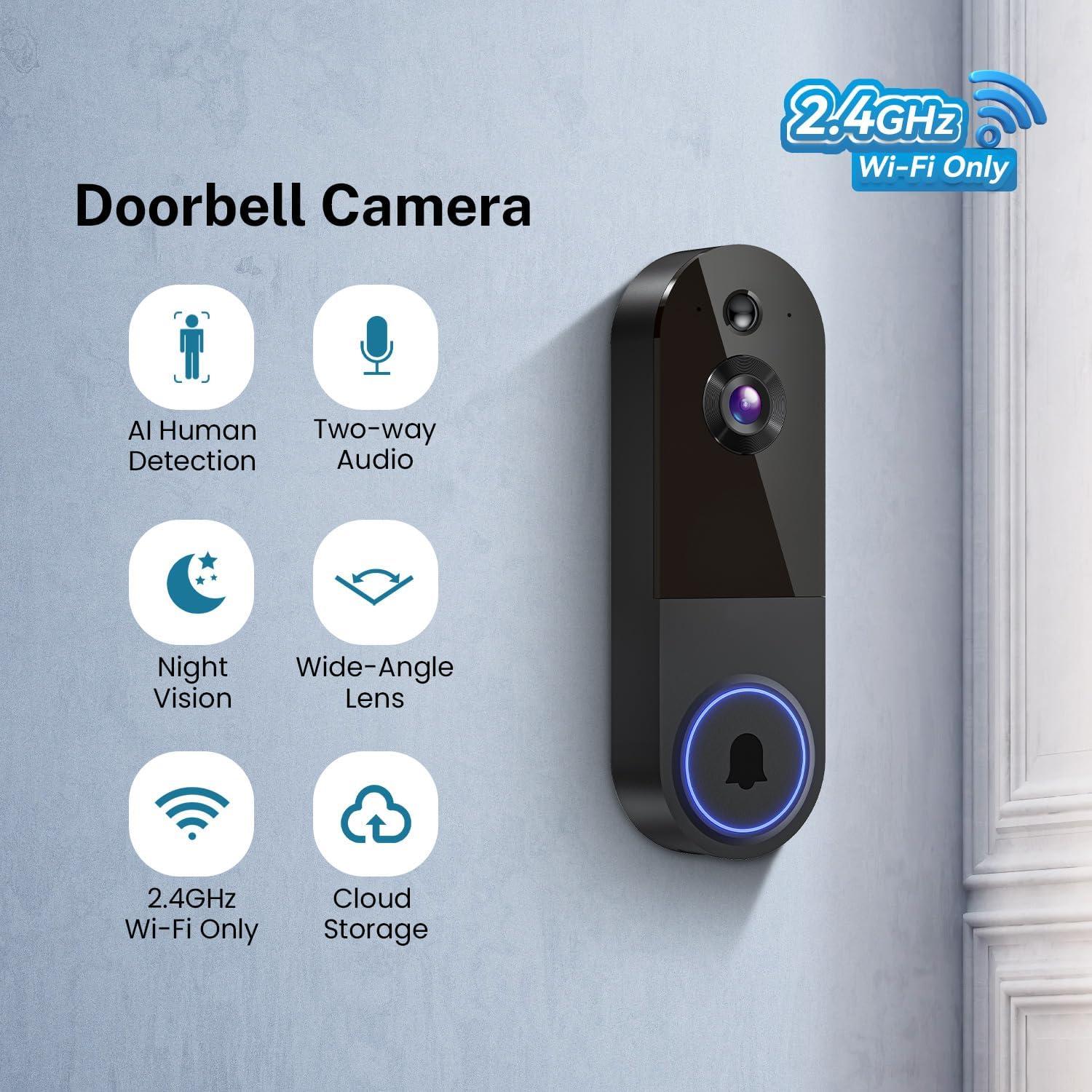 Cámara de Timbre de Video Wi-Fi ClipBlur T52 1080p con Audio Bidireccional