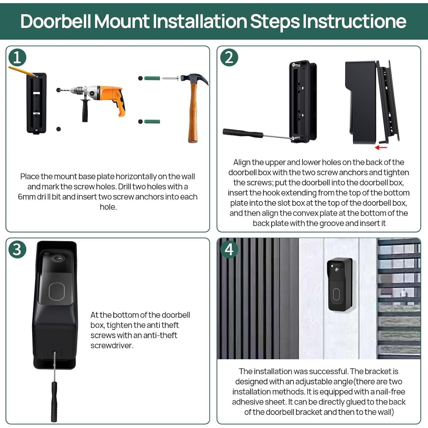 Soporte Antirrobo para Timbre Blink 2ª Gen Ajustable 0-45°