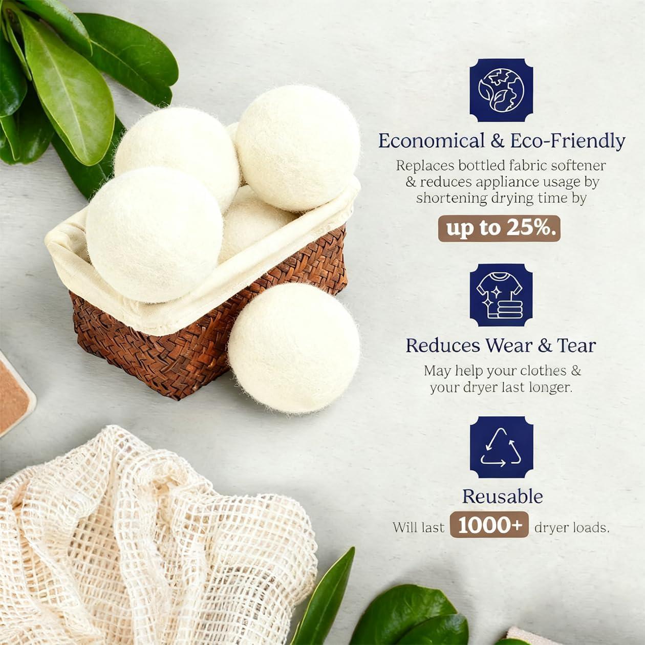 Bolas de Secado de Lana Genérico 6 Unidades 6 cm Reutilizables