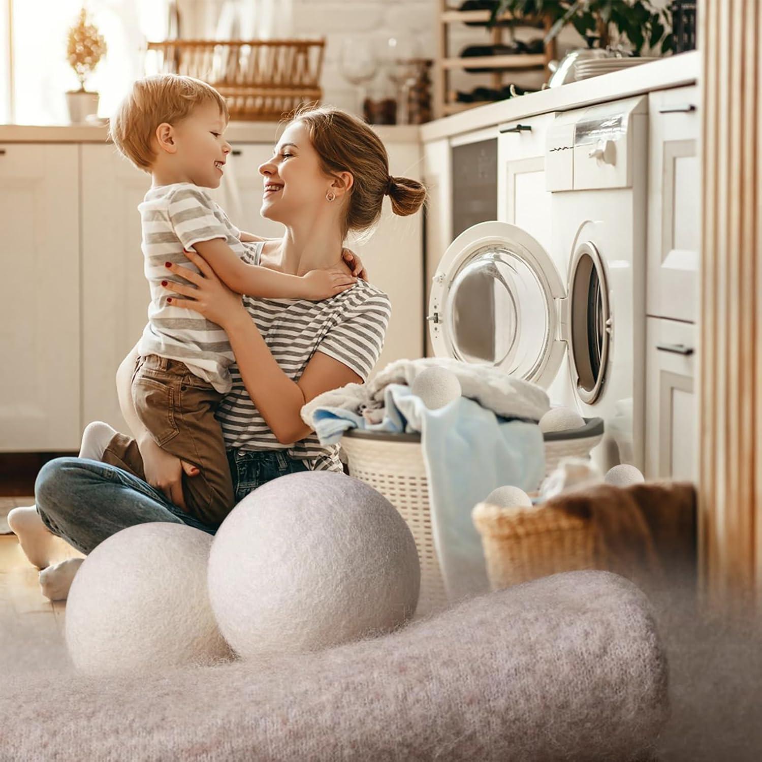 Bolas de Secadora de Lana ZAYHENYOO 12P con Soporte Negro