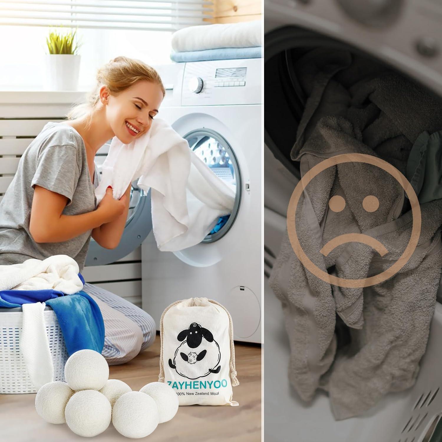Bolas de Secadora de Lana ZAYHENYOO 12P con Soporte Negro
